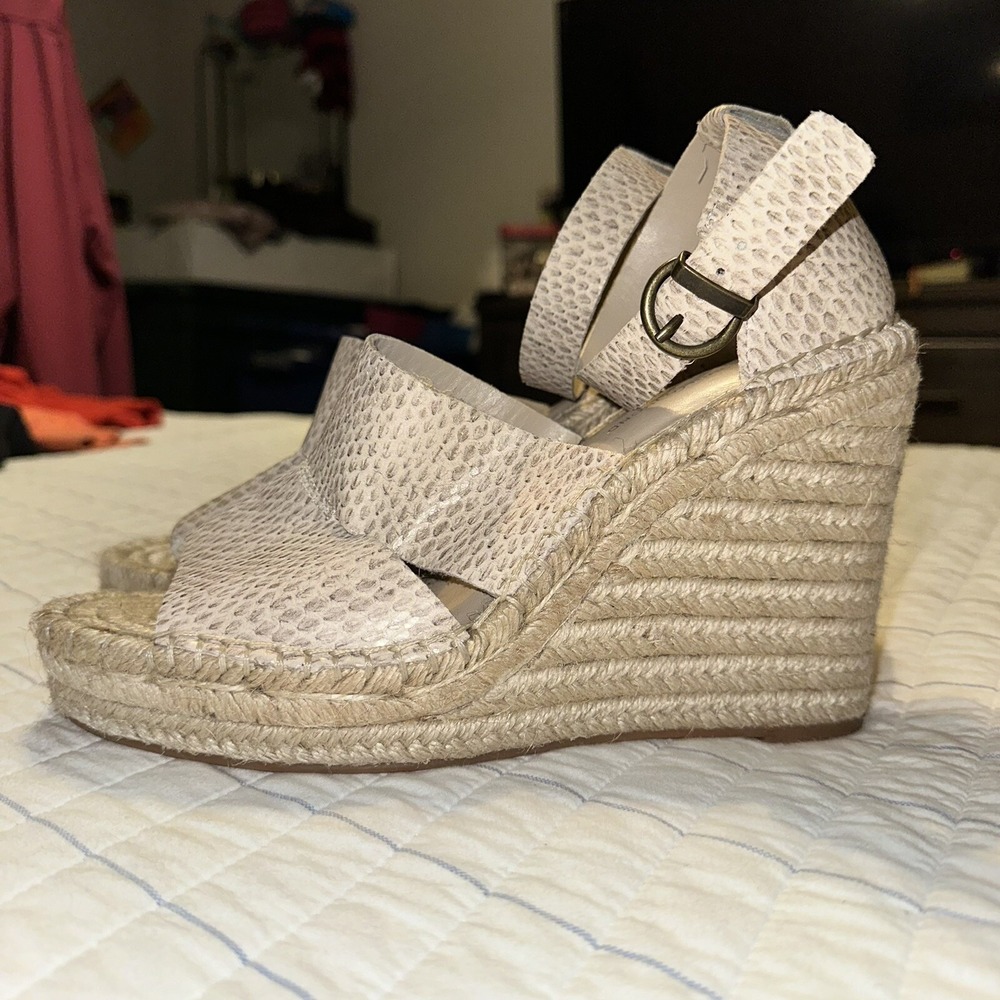 Treasure & Bond Sannibel Snakeskin Embossed Leather Espadrille Wedge Sandals 8M